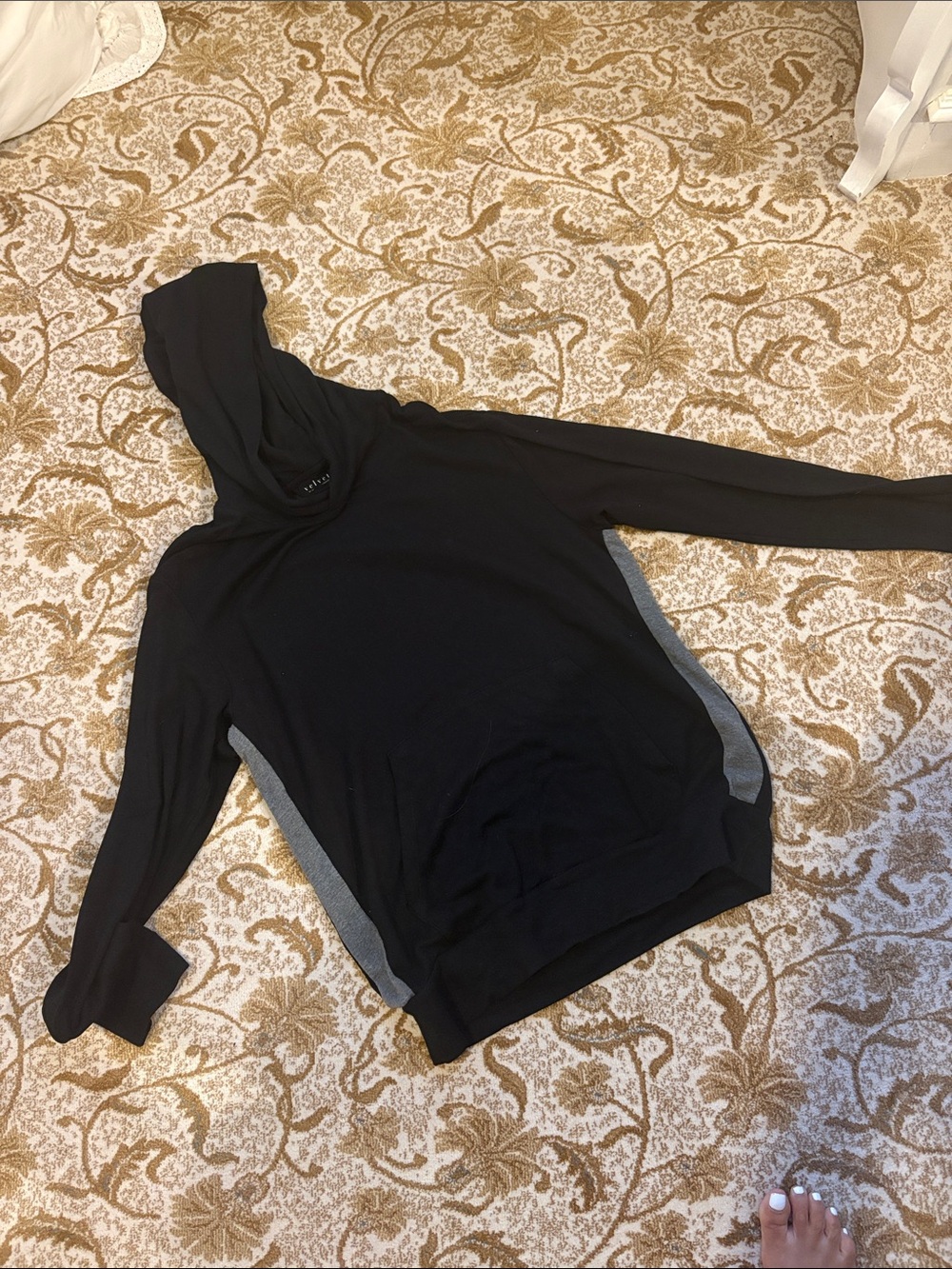 Black Hooded men’s sweatshirt with Contrast Side Panels